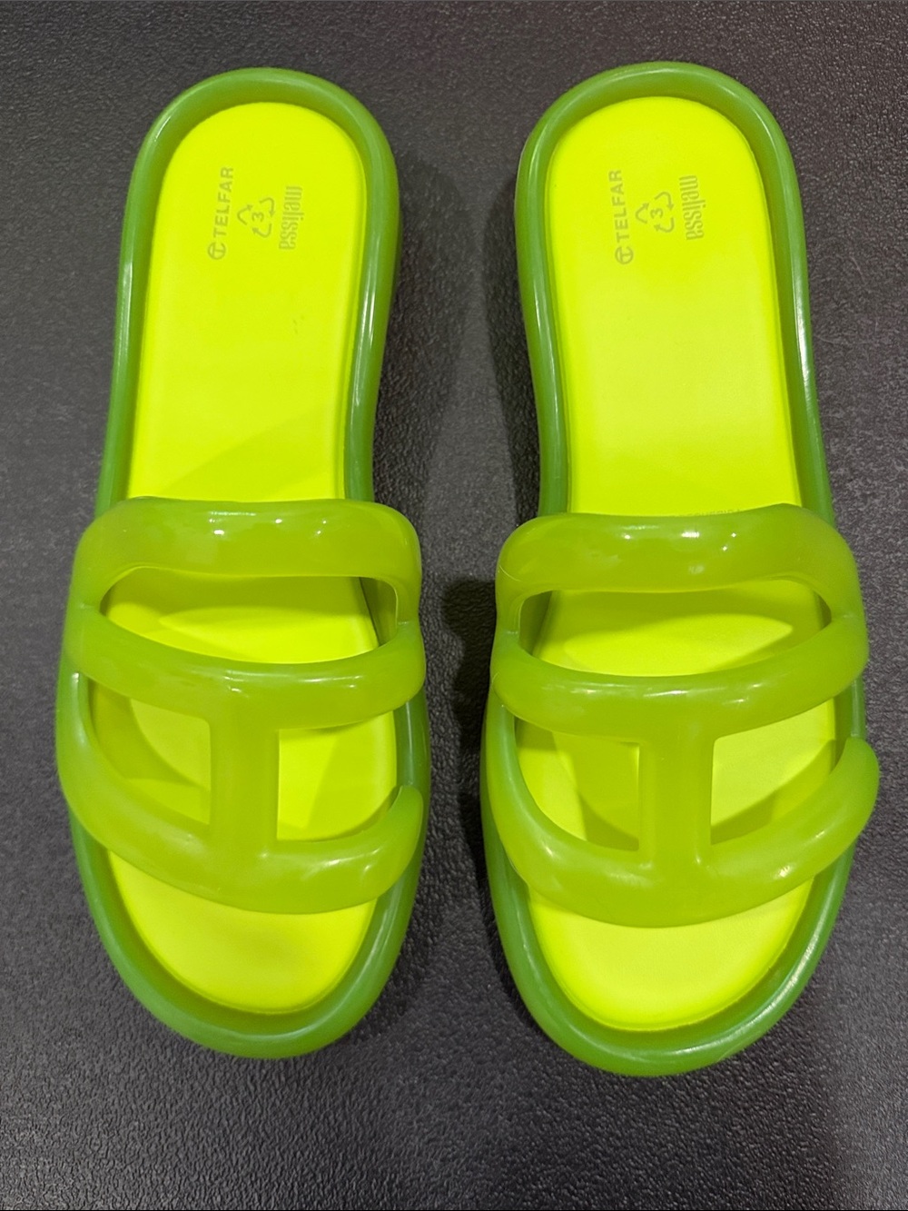 Telfar Mel Jelly Slide in Neon Green - Men's Sandal size 11